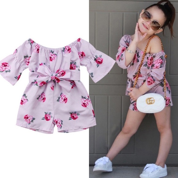 NWT🎉 Stripped Floral Print Bow Romper - Picture 3 of 9